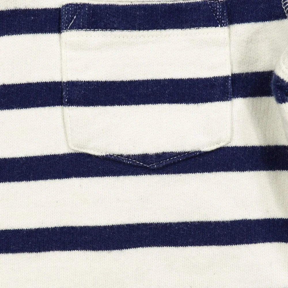 OshKosh B'gosh Sweatshirt Kids 4/5 White Navy Striped Pullover Crewneck Pocket
